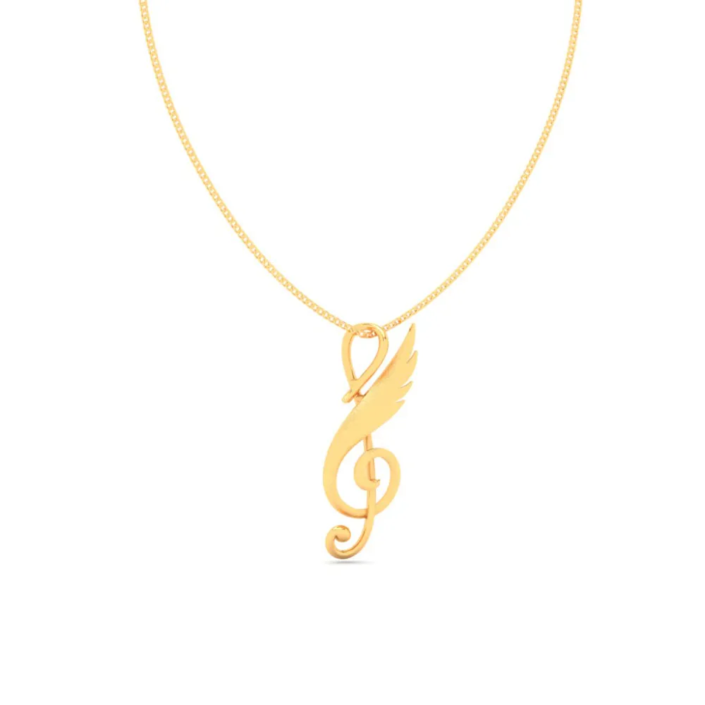 18KT Musical Note And Feather Gold Pendant From Online Exclusive Collection