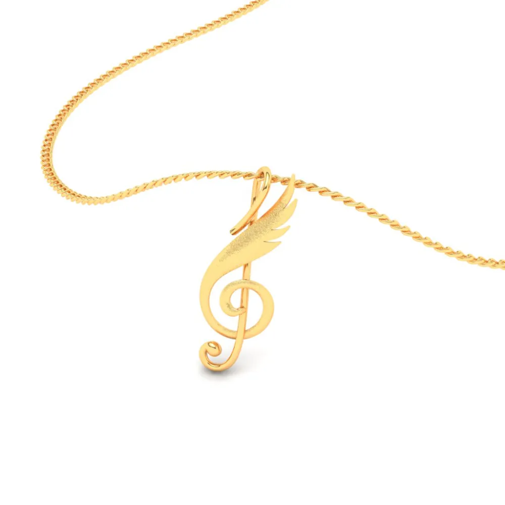 18KT Musical Note And Feather Gold Pendant From Online Exclusive Collection