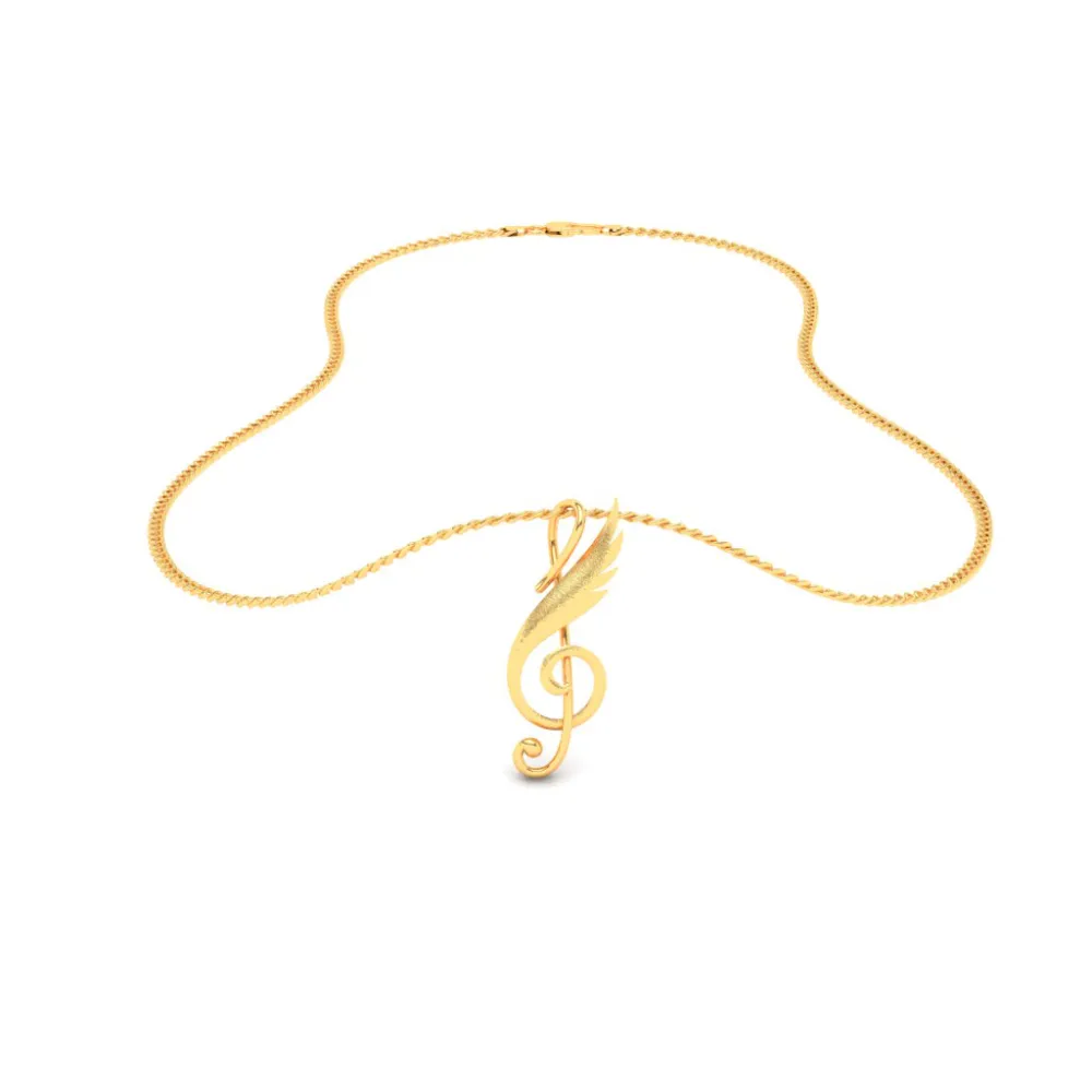 18KT Musical Note And Feather Gold Pendant From Online Exclusive Collection