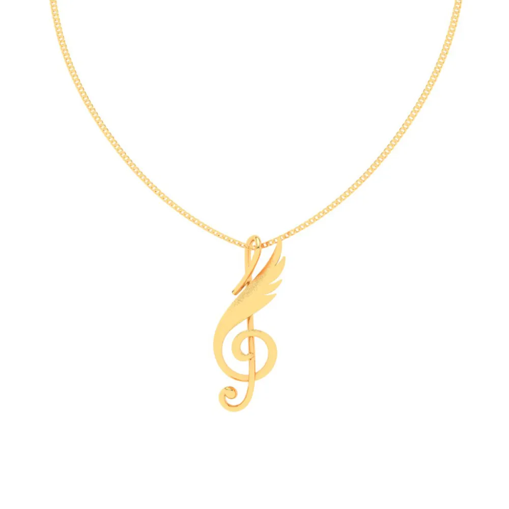 18KT Musical Note And Feather Gold Pendant From Online Exclusive Collection