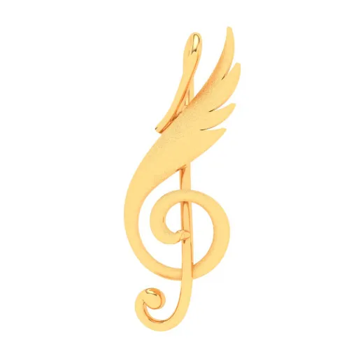 18KT Musical Note And Feather Gold Pendant From Online Exclusive Collection