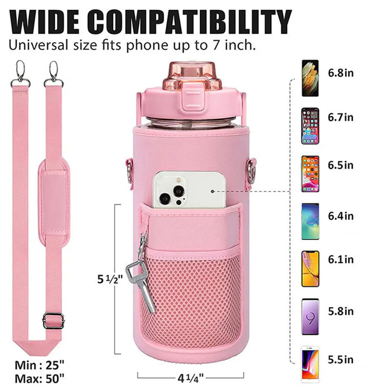 2L Water Bottle Pouch With Shoulder Strap Yj-158 Pink