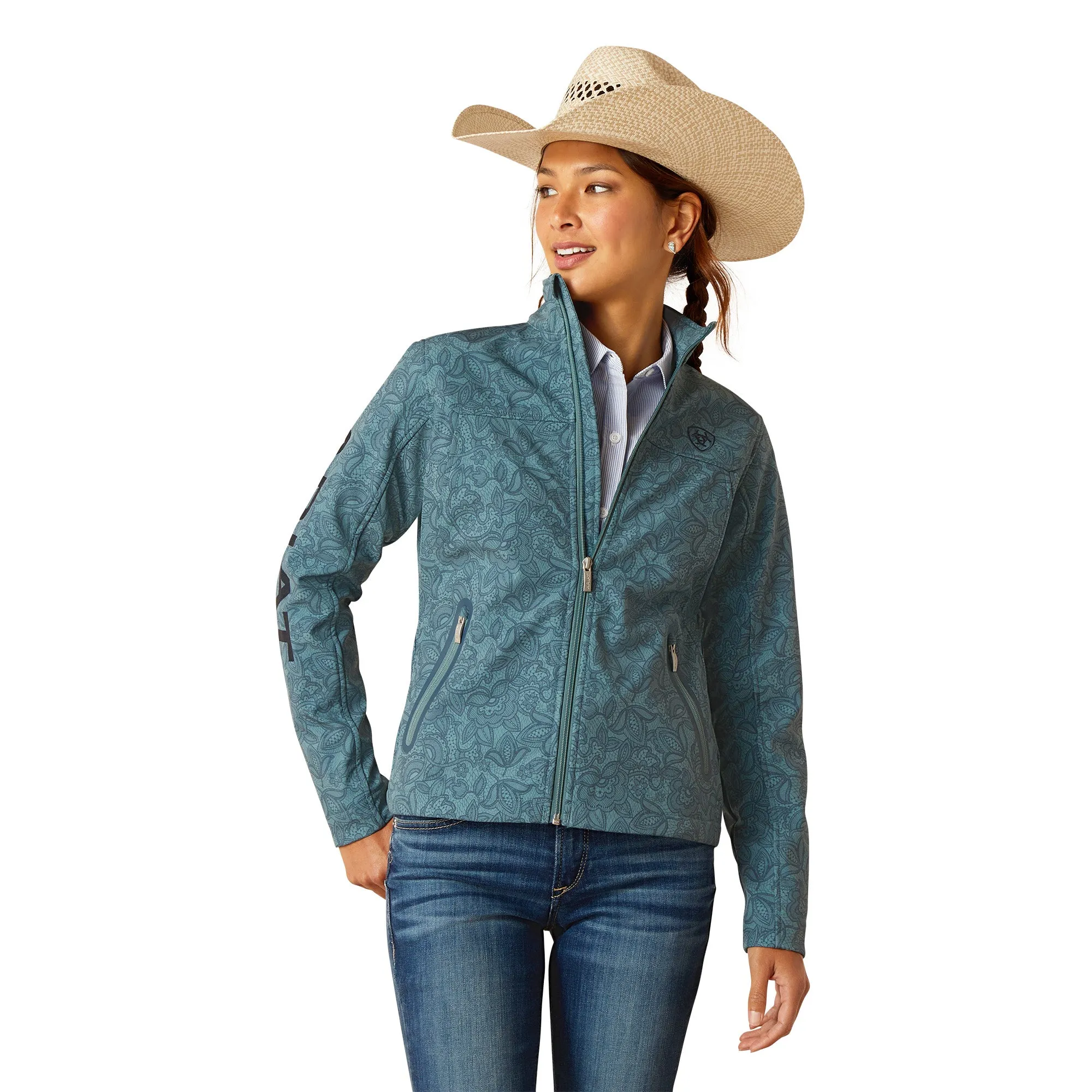 Ariat Ladies New Team Lacy Blue Paisley Print Softshell Jacket 10048810