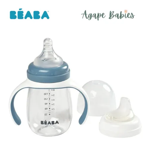 Beaba 2 in 1 Learning Bottle 210ml - Windy Blue