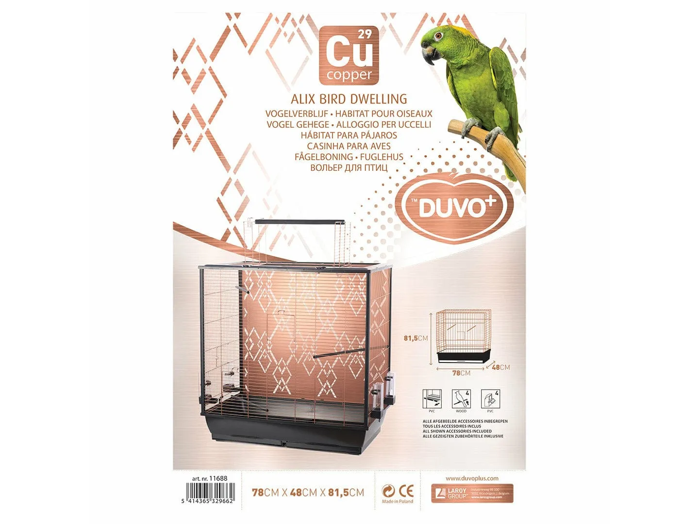 BIRD CAGE COPPER ALIX 78x48x81,5cm black/copper