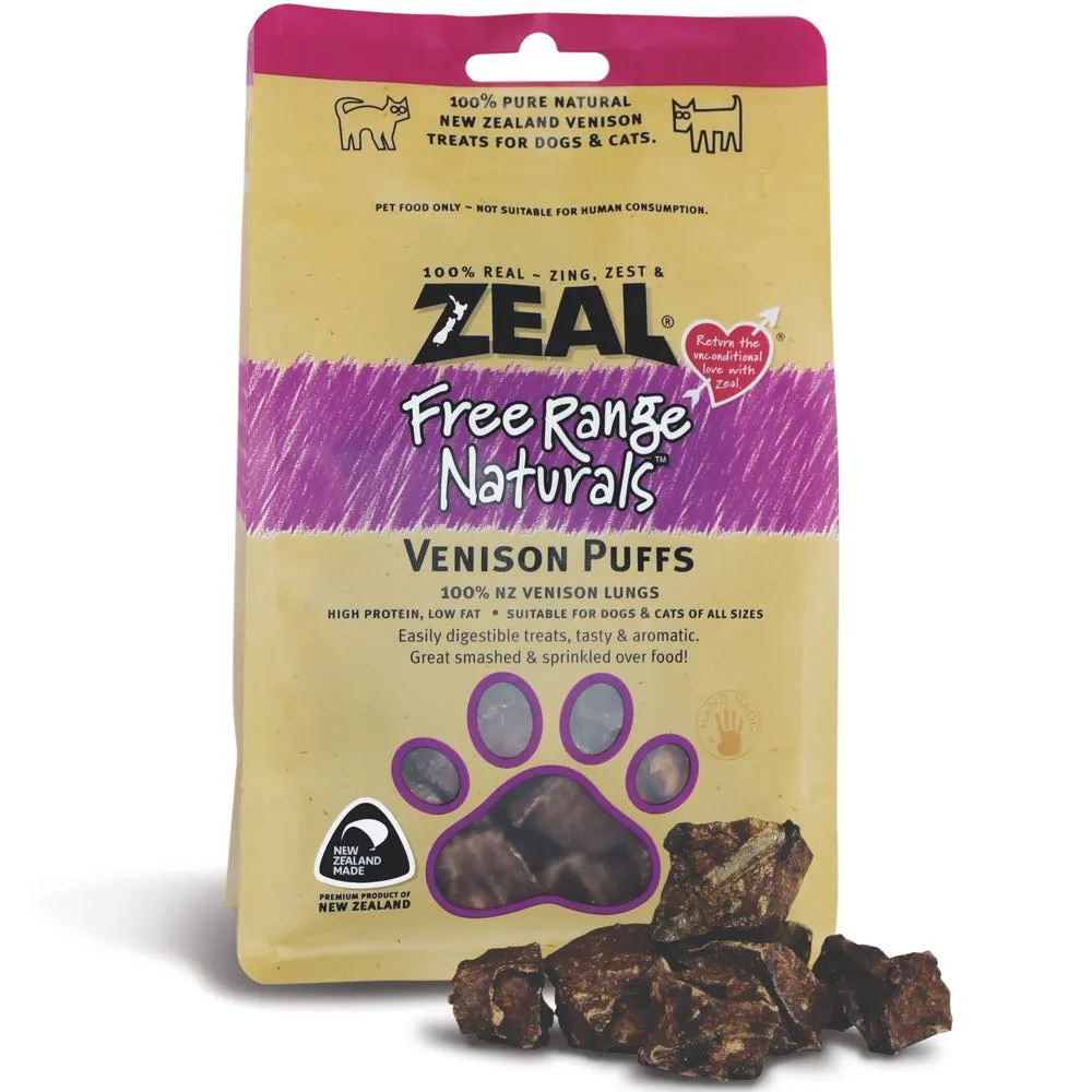 'BUNDLE DEAL': Zeal Free Range Naturals Venison Puffs Dog Treats 85g