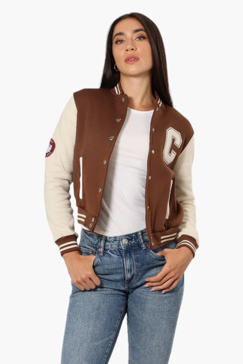 Canada Weather Gear Contrast Sleeve Varsity Lightweight Jacket - Brown