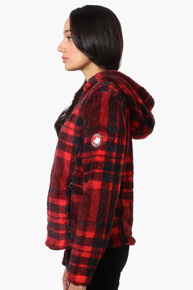 Canada Weather Gear Plush Plaid Hooded Lightweight Jacket - Red