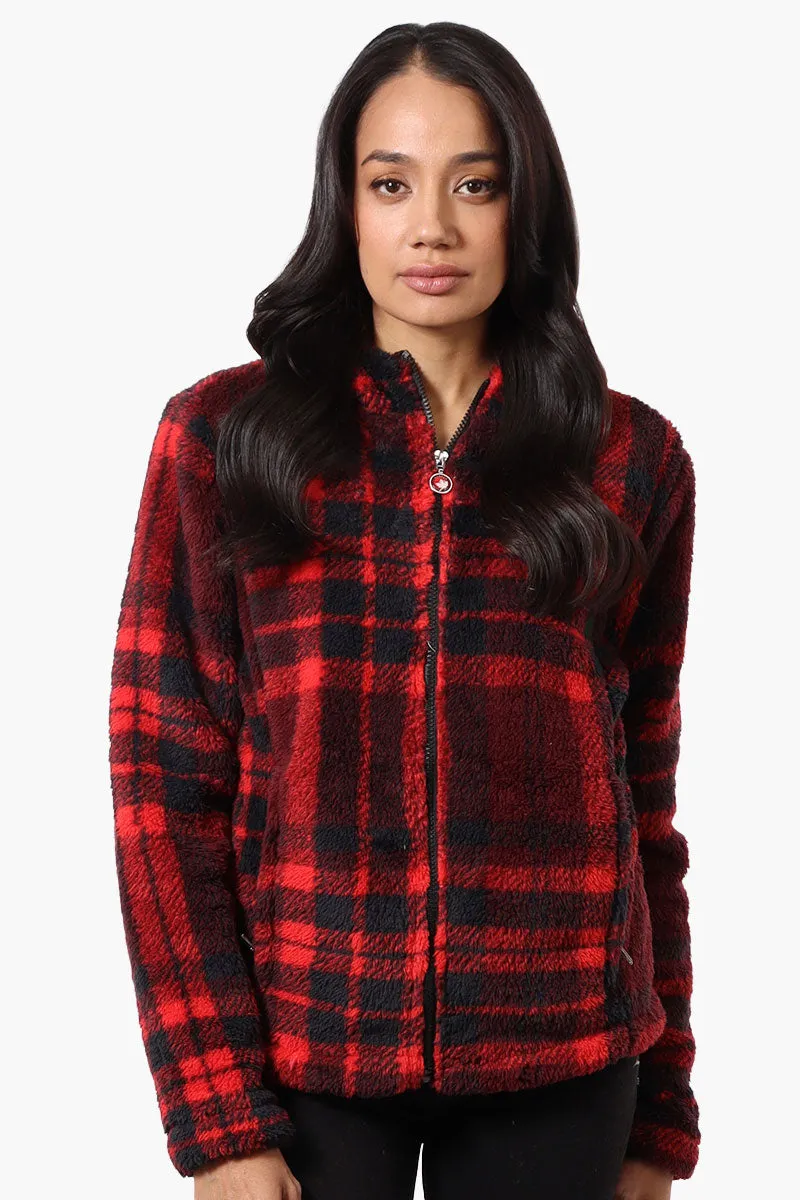 Canada Weather Gear Plush Plaid Hooded Lightweight Jacket - Red