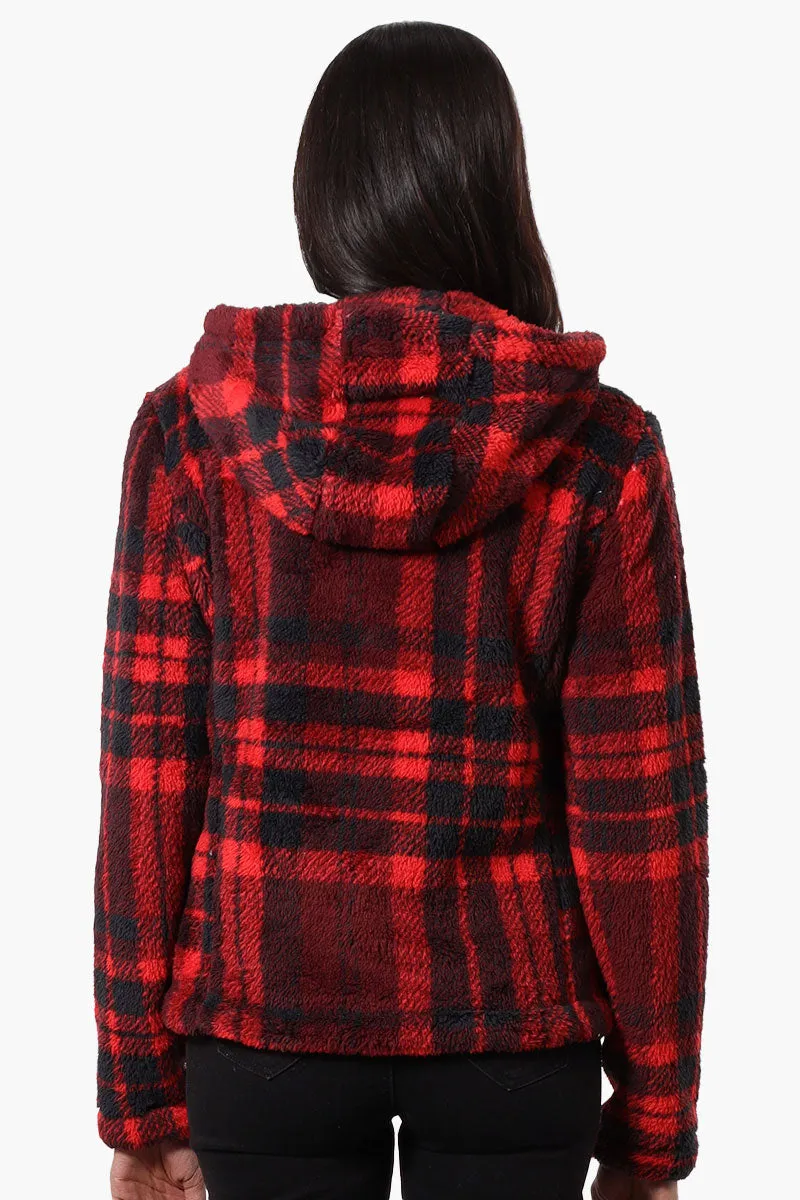 Canada Weather Gear Plush Plaid Hooded Lightweight Jacket - Red