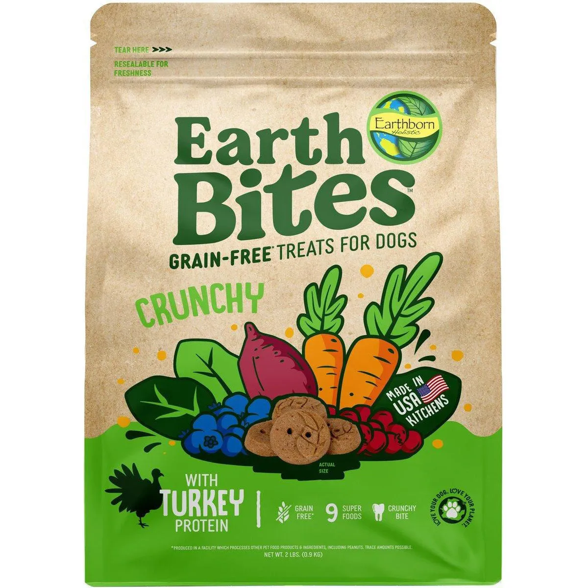 Earthborn EarthBites Crunchy Grain Free Turkey Dog Treats 2lb