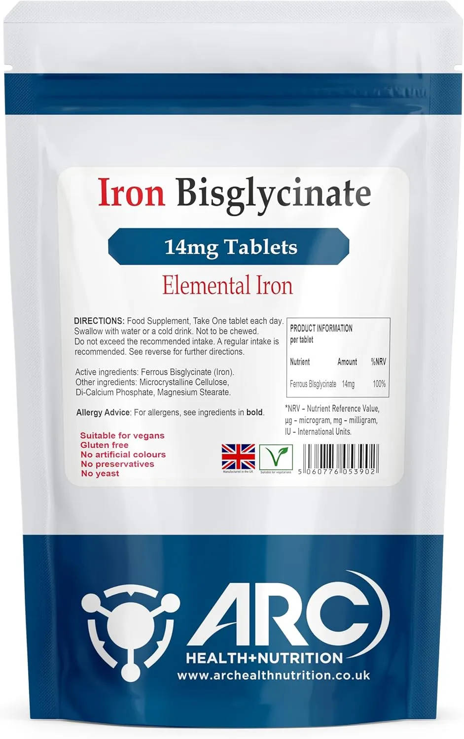 Elemental Iron Bisglycinate 28mg Tablets for Optimal Absorption and Wellness