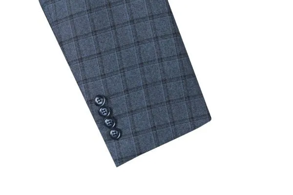 Pattern Blue Check Slim Fit 2 Pc Suit