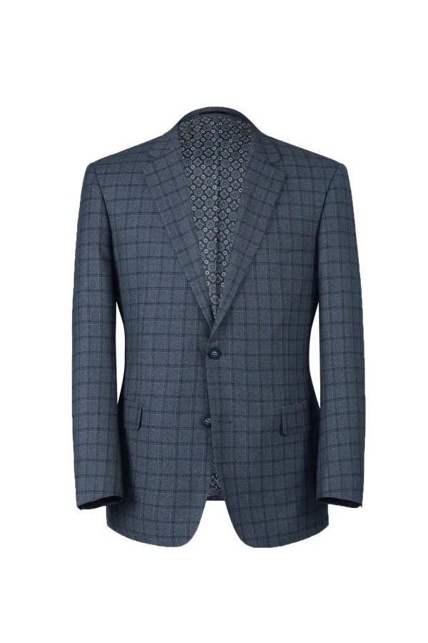 Pattern Blue Check Slim Fit 2 Pc Suit