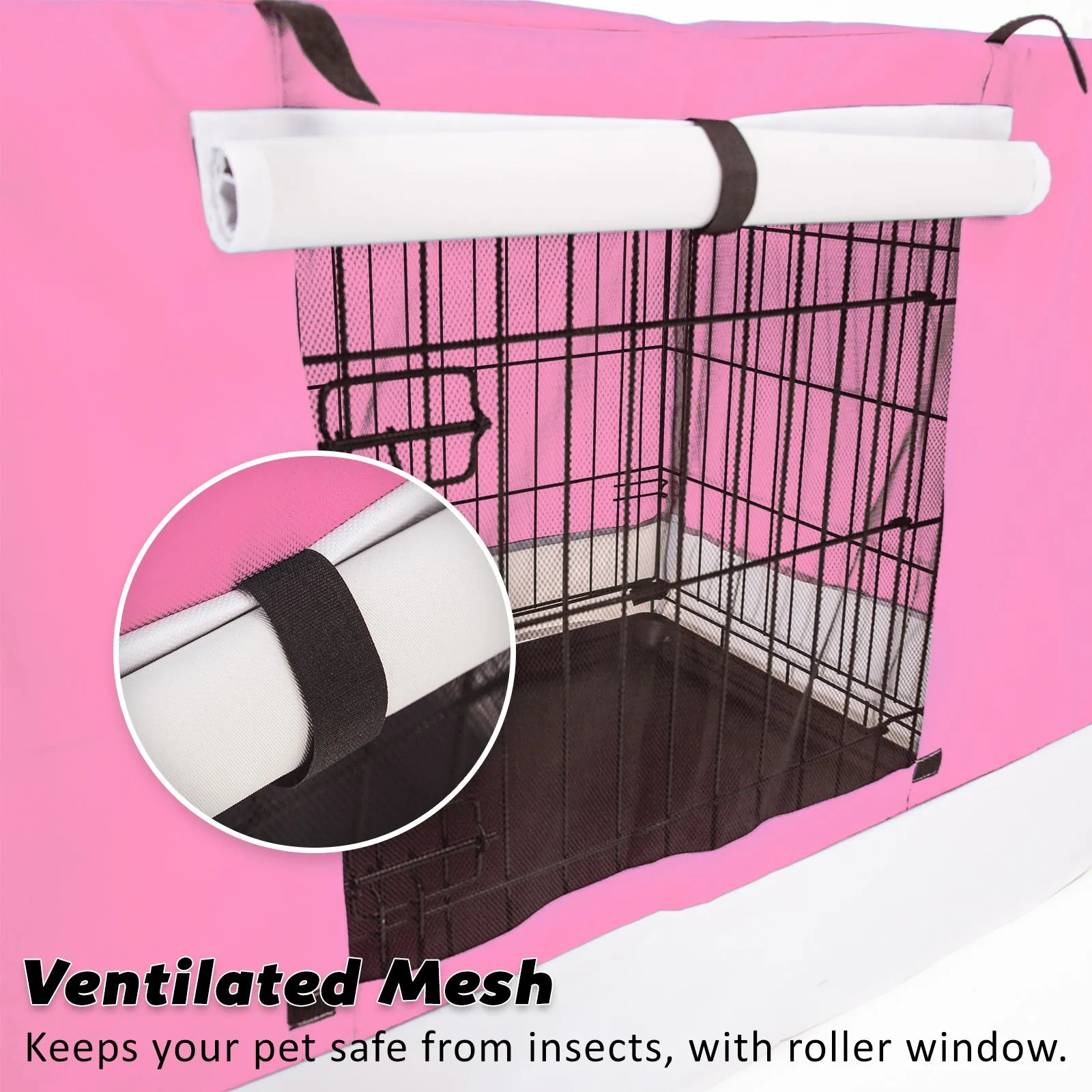 Paw Mate Wire Dog Cage Crate 48in with Tray   Cushion Mat   Pink Cover Combo