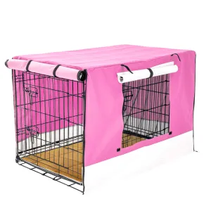 Paw Mate Wire Dog Cage Crate 48in with Tray   Cushion Mat   Pink Cover Combo