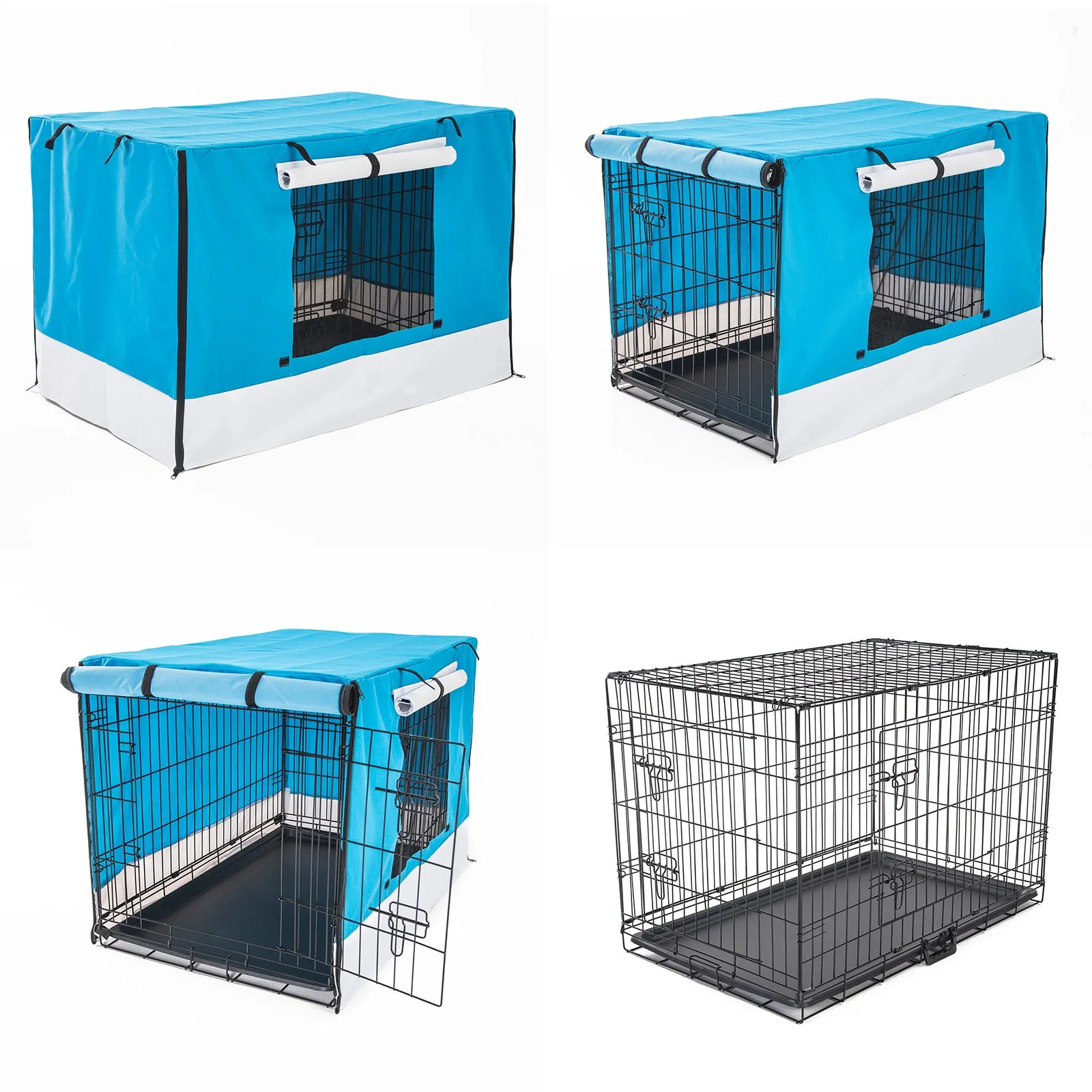 Paw Mate Wire Dog Cage Foldable Crate Kennel 42in with Tray   Blue Cover Combo