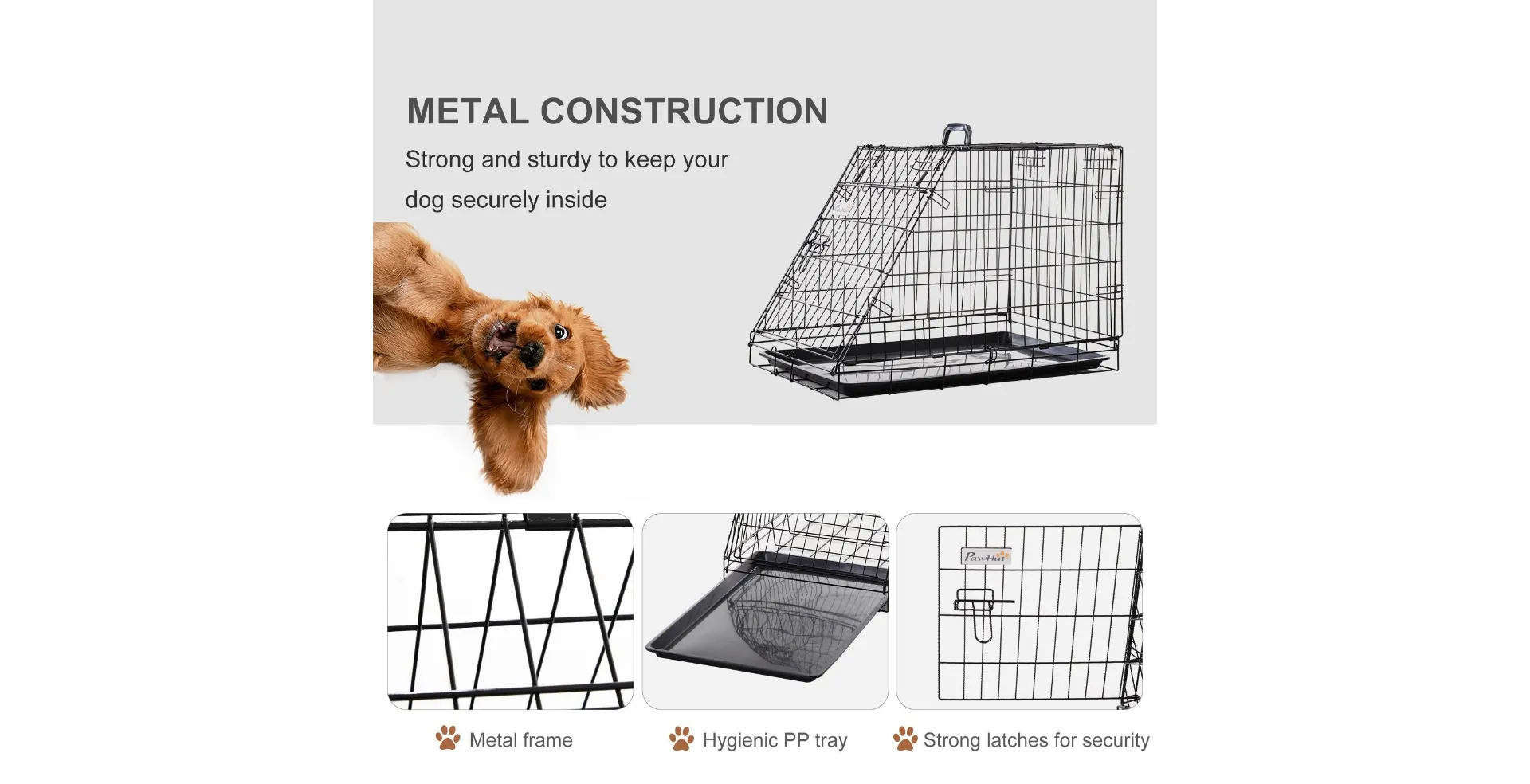 PawHut Dog Cage Black 480 mm x 760 mm x 550 mm