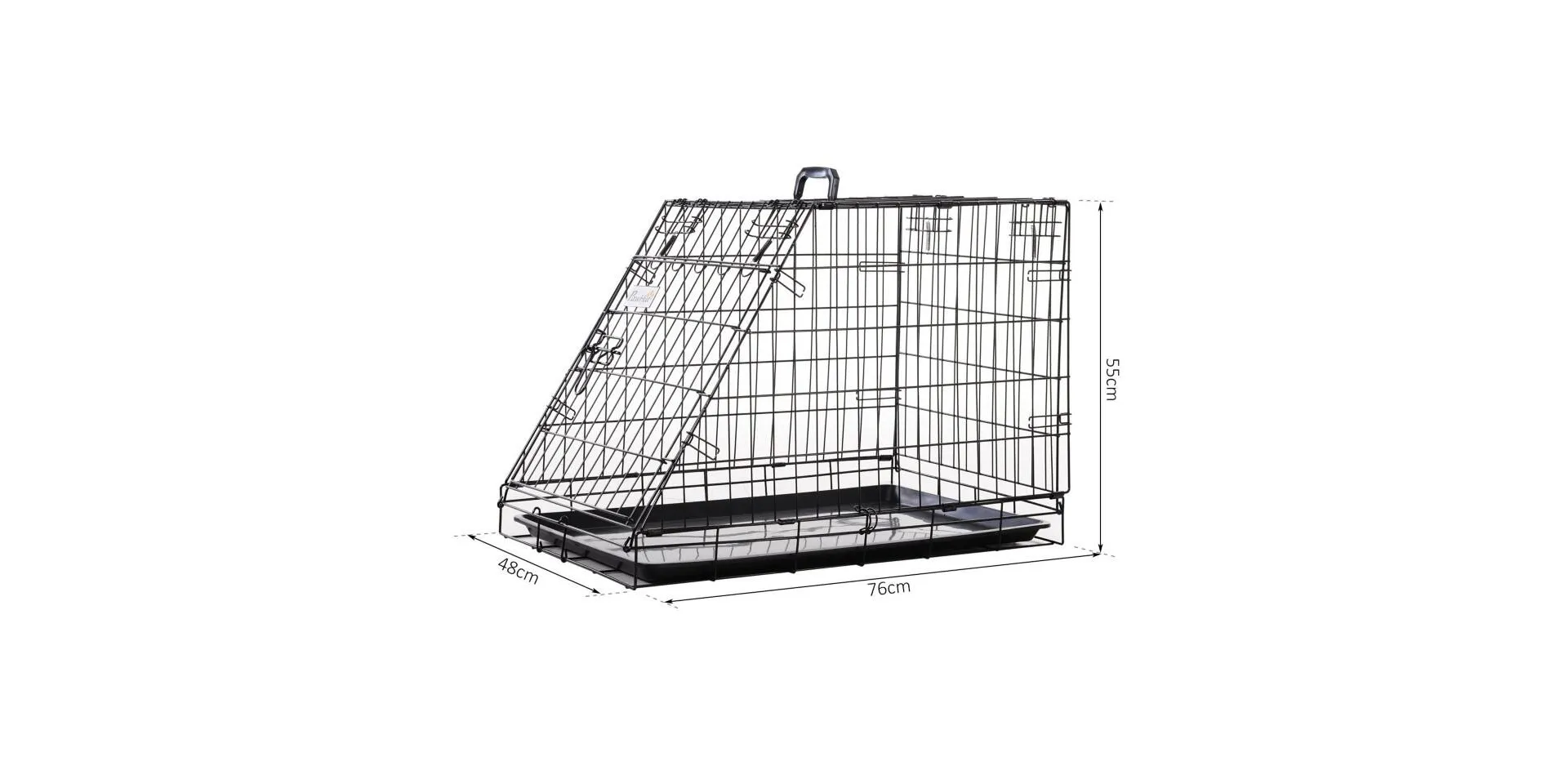 PawHut Dog Cage Black 480 mm x 760 mm x 550 mm