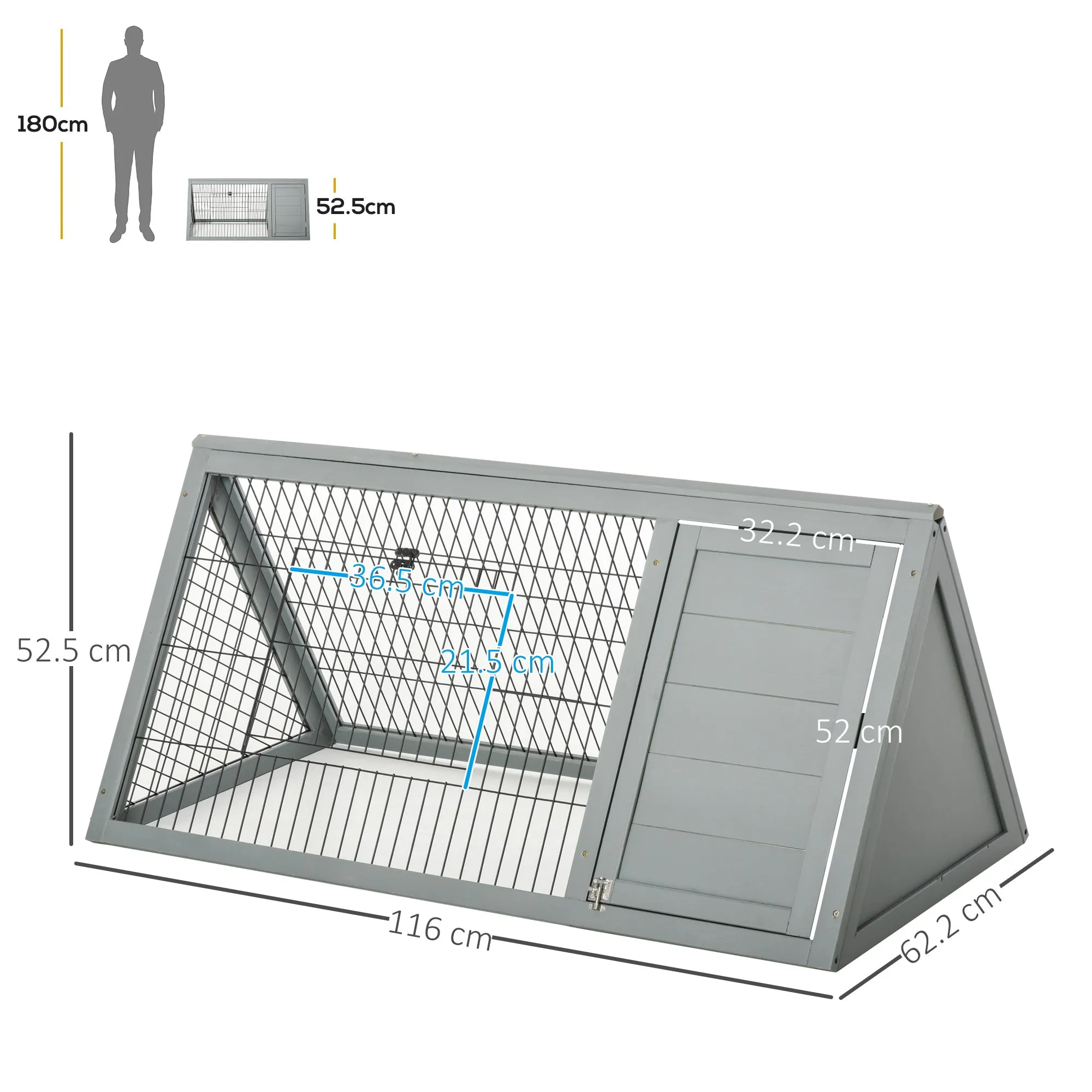 PawHut Outside Triangle Shaped Wooden Protective Pet House w/ Ventilating Wire