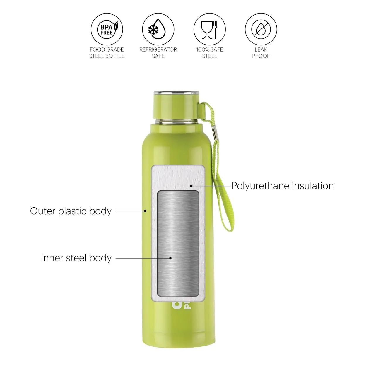 Puro Steel-X Benz 900 Water Bottle, 730ml