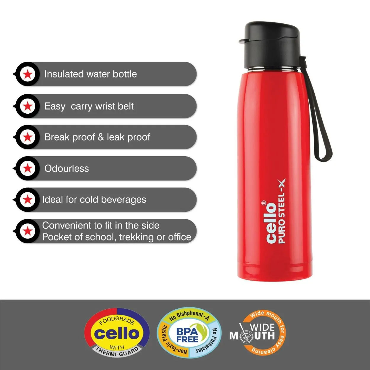 Puro Steel-X Cooper 600 Water Bottle, 630ml