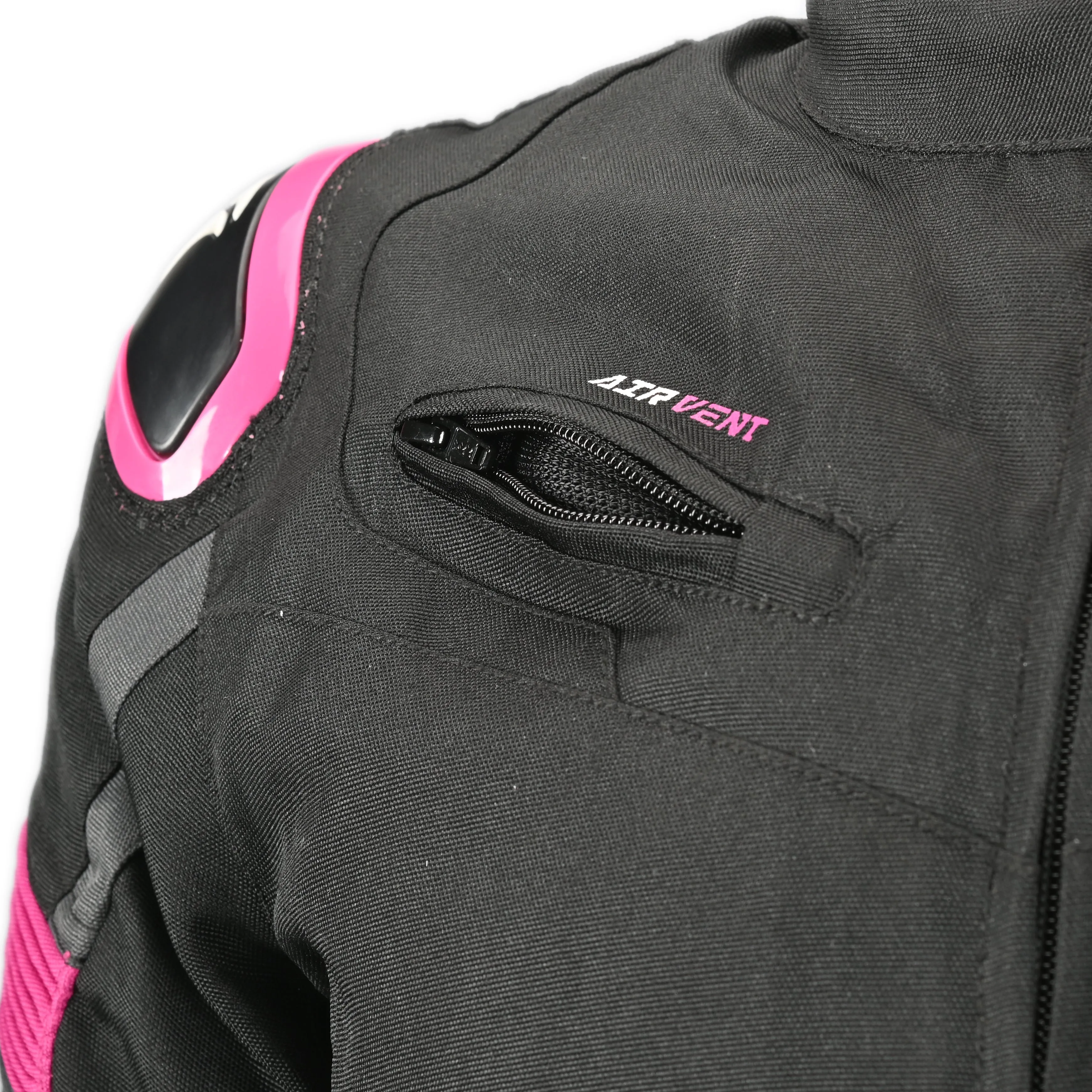 R-Tech Knight Rider Lady Long - Motorcycle Racing Jacket - Black Dark Grey Fuschia