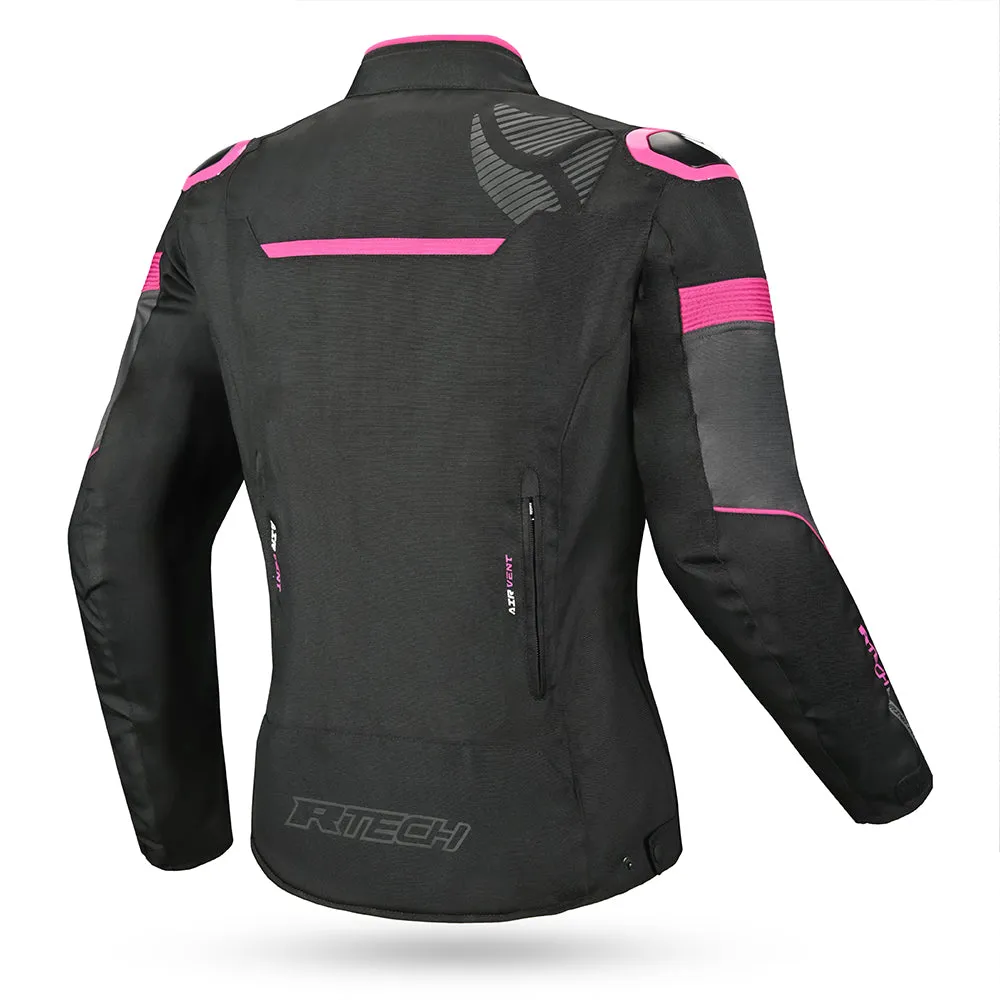 R-Tech Knight Rider Lady Long - Motorcycle Racing Jacket - Black Dark Grey Fuschia