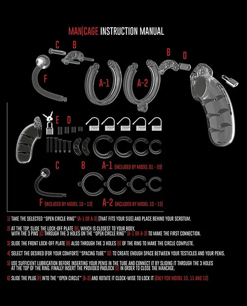 Shots Man Cage Chastity 3.5 & Cock Cage w/Plug Model 10 - Clear