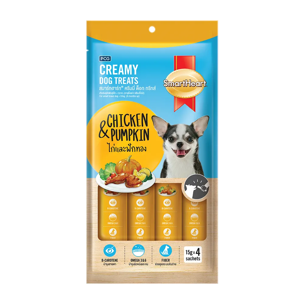 SmartHeart Dog Creamy Treats Chicken & Pumpkin 15g x 4