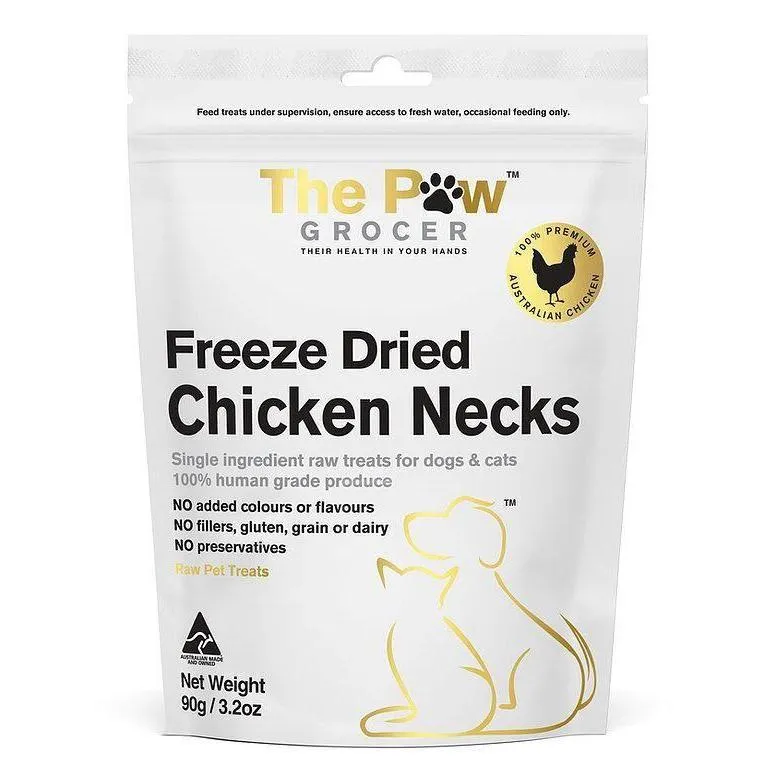 The Paw Grocer Freeze Dried Chicken Necks Dog and Cat Treats 90g