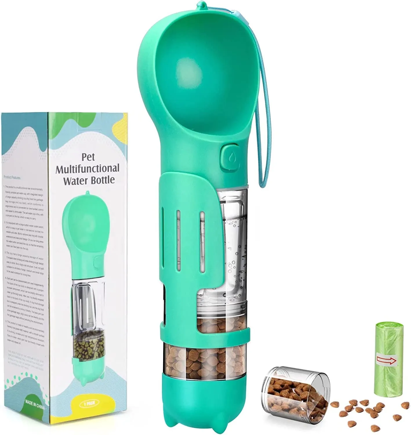 TravelPaws Teal: Leak-Proof Water Dispenser & Feeder | Lightweight & Stylish | Perfect for Dogs, Cats, and More! 🐾💧