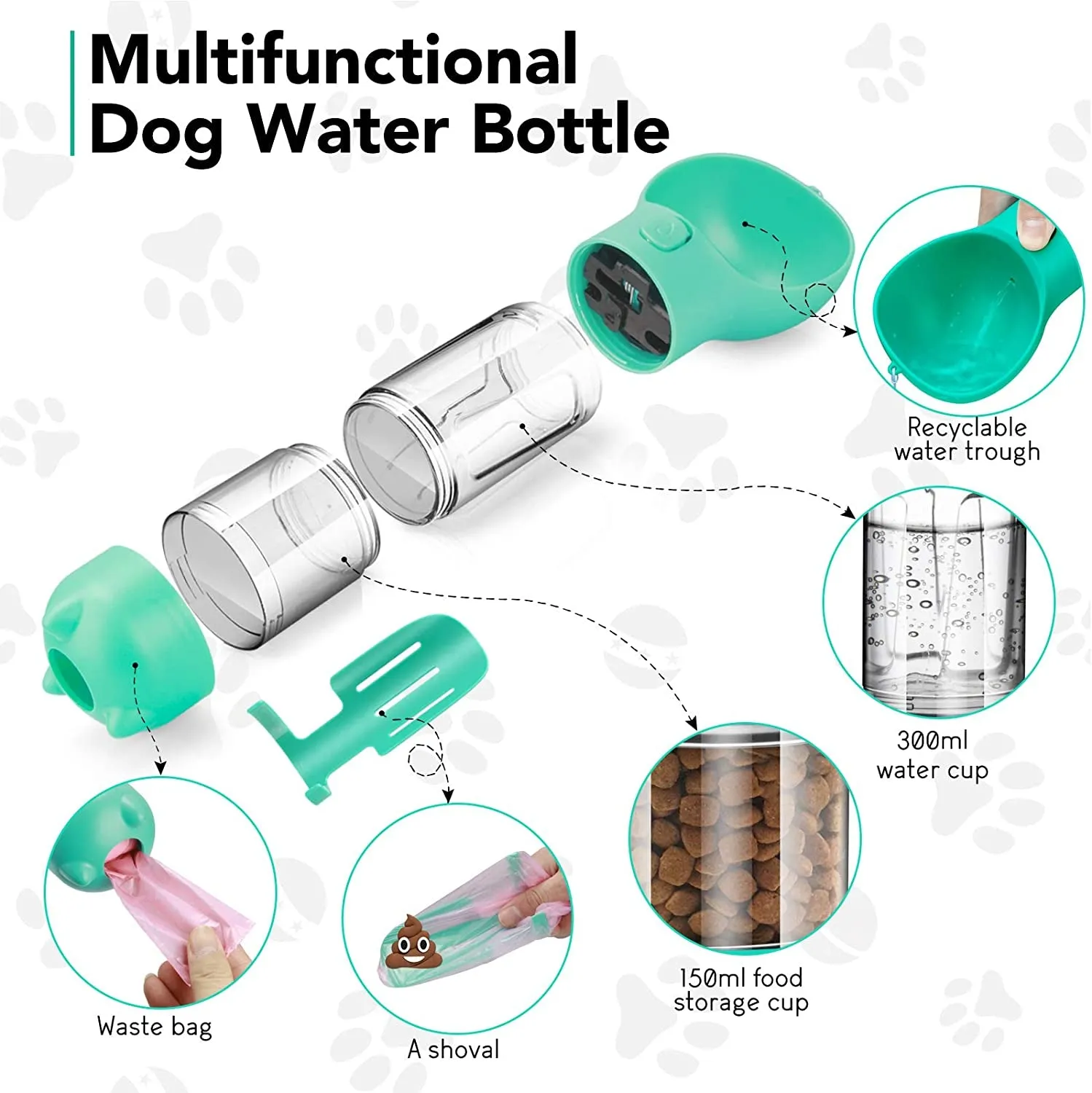 TravelPaws Teal: Leak-Proof Water Dispenser & Feeder | Lightweight & Stylish | Perfect for Dogs, Cats, and More! 🐾💧