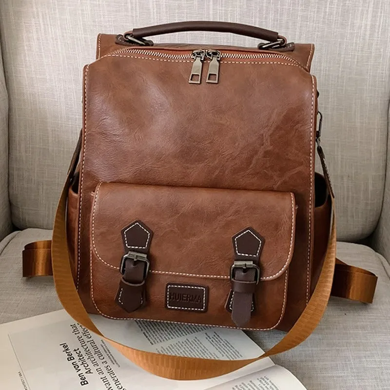 Vintage PU Leather Retro Backpack