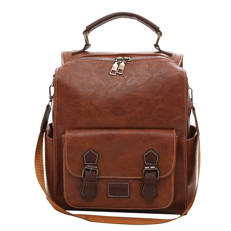 Vintage PU Leather Retro Backpack