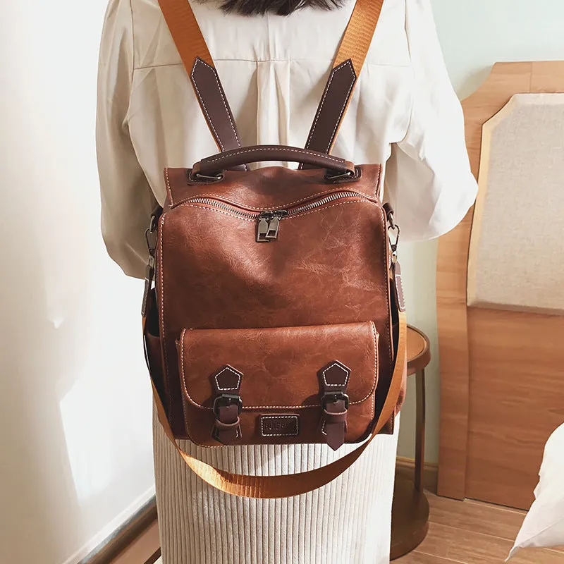 Vintage PU Leather Retro Backpack